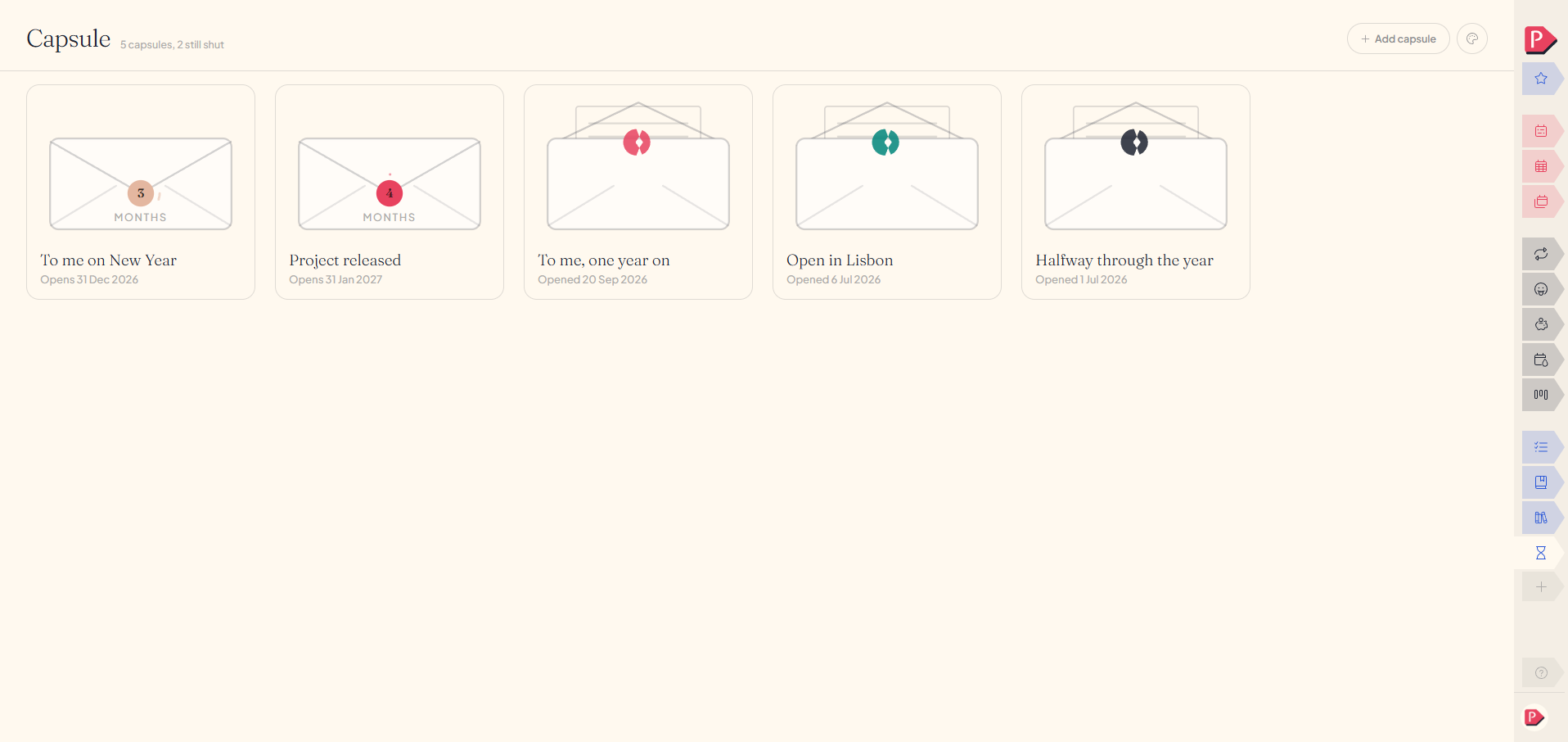 Capsules as envelopes: one being written, one sealed, one ready