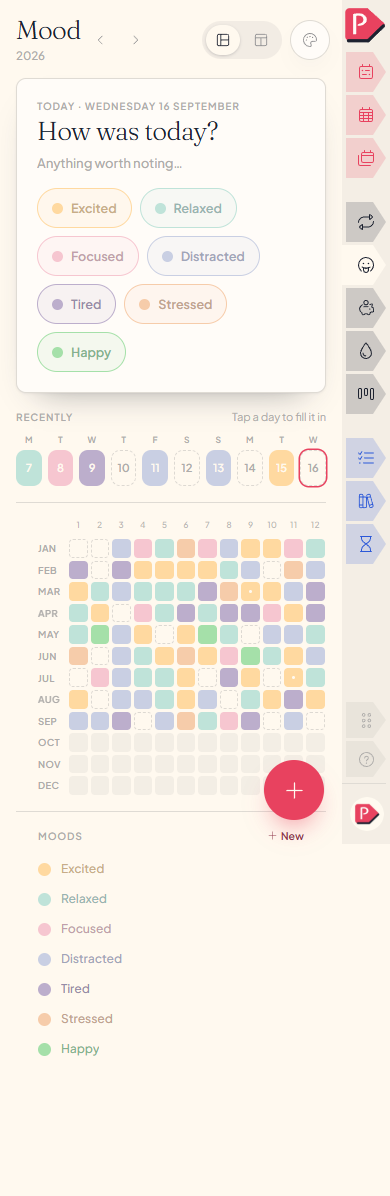 The year turned Horizontal on a phone, where it runs off the side and the grid scrolls